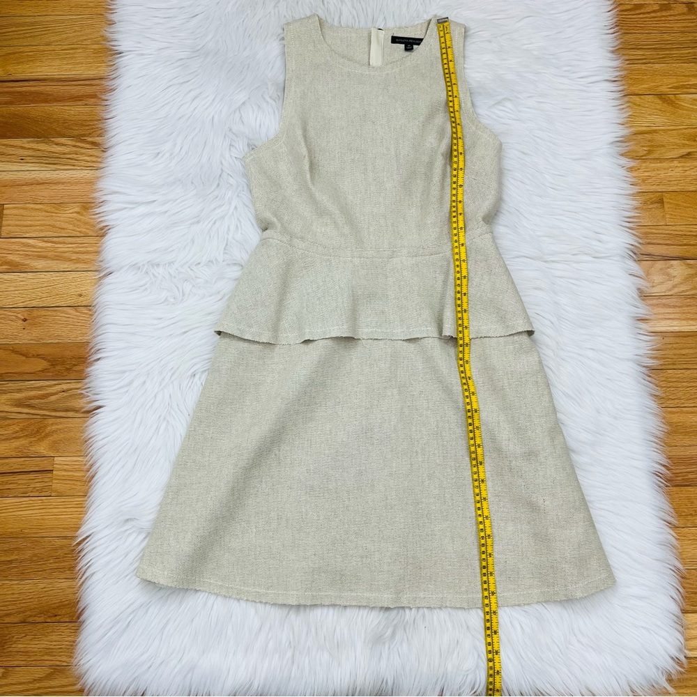 Banana Republic Linen Cotton Peplum Dress Oatmeal Color Size 10 - Picture 9 of 12
